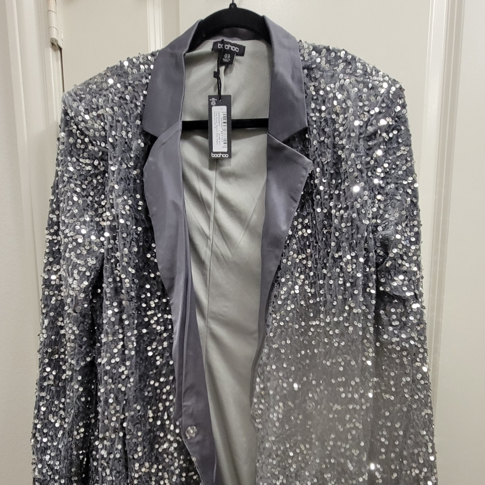 Plus Velvet Sequin Wrap Blazer Dress